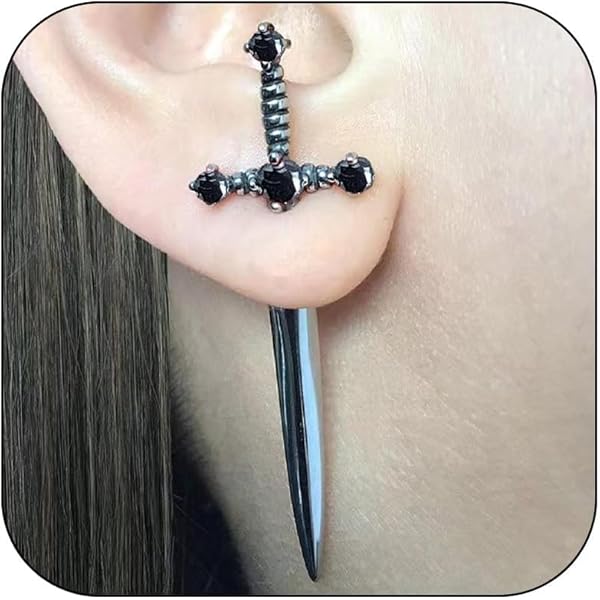 アクセサリー A&G Dagger Pierce Sword Earring With Ear Cuff , Dagger Earring, Sword Hoop